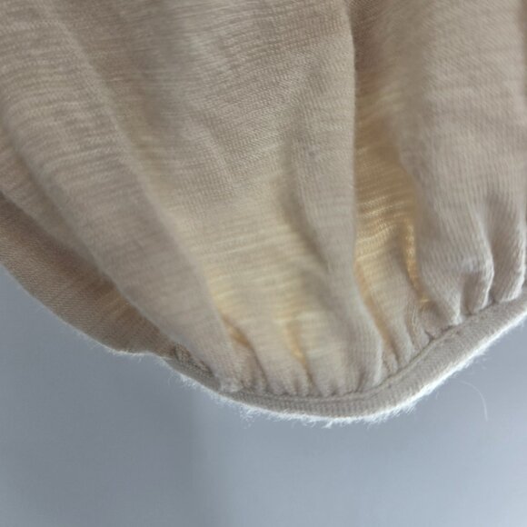 Deletta x Anthropologie Cream Black Floral Elastic Cuff Blouse Size Medium - Picture 7 of 14